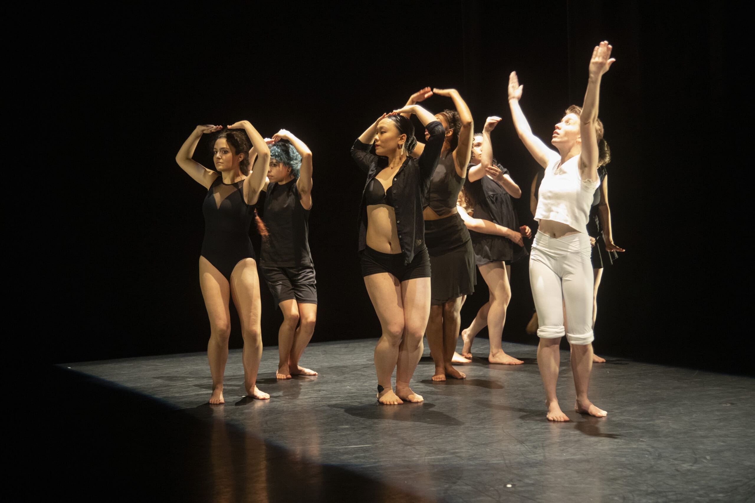 Pictured: Lang Dance students performing Continuous Replay by Bill T. Jones and Arnie Zane
in Spring 2023. Photo credit: Frank Mullaney